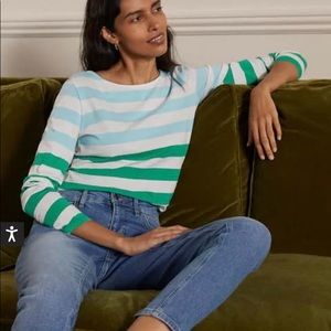 NWOT!  Boden Blue and Green Striped Long Sleeve Top.  Size 8